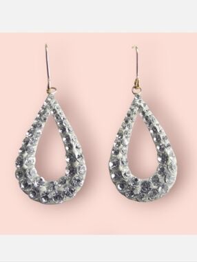 10K Yellow GOLD Drop Crystal Dangle EARRINGS